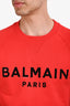 Balmain Red Cotton Logo Sweatshirt Size S Mens