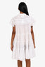Isabel Marant Etoile White Cotton Pleat Detail Tiered Mini Dress Size 36
