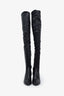Saint Laurent Black Leather YSL Logo Knee High Boots Size 37.5