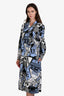 Sportmax Code Blue/Black Comic Long Sleeve Shirt Dress Size S