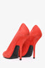 Guiseppe Zanotti Red Suede Peep Toe Heels Size 35.5