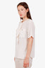 Max Mara White Silk Ruffled Button Pocket Blouse Size 8