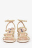 Stuart Weitzman White Leather Faux Pearl Embellished Block Heel Sandals Size 7