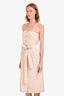 L'Academie Pink Cotton Button Down Belted Strapless Dress Size S