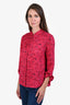Alice & Olivia Pink/Black Textured Floral Print Button Up Shirt Estimated Size S