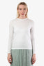 Pre-loved Chanel™ White Cotton LS Logo CC Button Detail Top Size