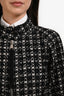 Moncler Black/White Lace Fiadone Cropped Bomber Jacket Size 2