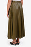 Weekend Max Mara Green Vegan Leather Pleated Skirt Size 8
