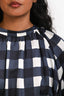 Mother of Pearl London Blue/White Cotton Silk Check Puff Sleeve Blouse Size 6