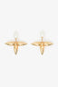 Louis Vuitton Gold Tone Faux Pearl 'Louisette' Stud Earrings