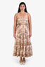 Zimmermann Green/Pink Palm Print 'Lyre' Midi Dress Size 3