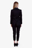 Saint Laurent Black Single Breasted Satin Trim Blazer and Pants Suit Size 34