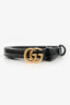 Gucci Black Patent Leather Extra Thin GG Marmont Belt Size 110 44
