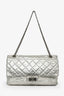 Pre-Loved Chanel™ 2006-08 Silver Crinkle Leather 227 Maxi Re-Issue Flap Shoulder Bag
