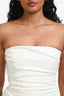 Alex Perry White Leather Strapless Ruched Body-Con Midi Dress Size 2