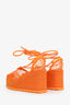 Bottega Veneta Orange Calf Leather Trim D'Orsay Espadrilles Size 36