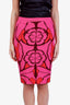 Alexander McQueen Pink Printed Fitted Midi Skirt Size S