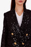 Balmain Black Sequin Double Breasted Jacket Size 38