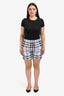 Burberry Light Blue Silk Check Shorts Size 8