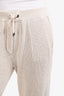 Brunello Cucinelli Beige Cotton Knit Beaded Joggers Size L