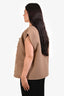 Gucci Beige/Tan Wool GG Monogram Reversible Accent GG Button Up Vest Cardigan Size 40