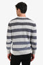 Brunello Cucinelli Grey Cotton Striped Crewneck Sweater Size S Mens