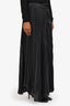 Dusen Black Pleated Satin Wide Leg Trousers Size S