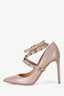 Valentino Nude Pink Rockstud Ankle Wrap Pumps Size 41.5