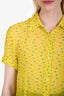 Dries Van Noten Yellow Silk Short Sleeve Button Down Shirt Size 40
