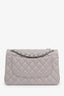 Pre-loved Chanel™ 2013-14 Grey Lambskin Jumbo Double Flap Bag Silver Hardware