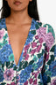 Zimmermann Purple Linen Floral V-Neck Long Sleeve Romper Size 2