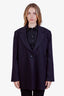 Ganni Navy/Red Pinstripe Double Breasted Oversized Blazer Size 38