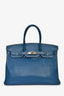Hermès 2003 Clemence Leather Bleu de Galice Birkin 35