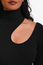 Anine Bing Black Ribbed Cotton Long-Sleeve Shoulder Cut-Out Top Size S