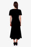 Self-Portrait Black Velvet Crystal-Embellished V-Neck Midi Dress Size 6