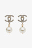 Pre-loved Chanel™ 2014 Gold-Plated Faux Pearl & Strass CC Drop Earrings