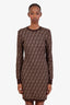 Fendi Brown Zucca Print Long Sleeve Mini Dress Size 42