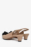 Pre-loved Chanel™ Taupe/Black Leather Camellia Heels Size 40