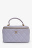 Pre-loved Chanel™ 2021+ Purple Lambskin CC Vanity Top Handle