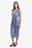 Veronica Beard Blue Stripe Ruched Maxi Dress Size 4