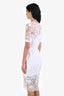 Dolce & Gabbana White Linen Blend Floral-Lace Midi Dress Size S