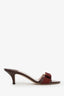 Salvatore Ferragamo Burgundy Patent Leather Vara Bow Slide Sandals Size 6.5