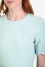 Oscar de la Renta Turquoise Jacquard Knit Fit and Flare Dress Size Small