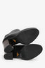 Prada Black Leather Wooden Block Heel Ankle Boots Size 35