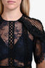 Self-Portrait Navy Lace Embroidered Short Sleeve Maxi Dress Size 6