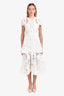 Jonathan Simkhai White Lace-Detail Layered Midi Dress Size 8