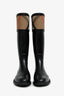 Burberry Black Rubber Check Band Rubber Boots Size 36