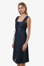 See By Chloe Dark Denim Wash Cris Cross Midi Dress Size 38