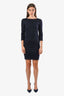 Alice and Olivia Navy Blue Knit 3/4 Sleeve Shift Dress Size 4