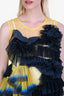 Dries Van Noten Yellow/Navy Asymmetrical Top Estimated Size M